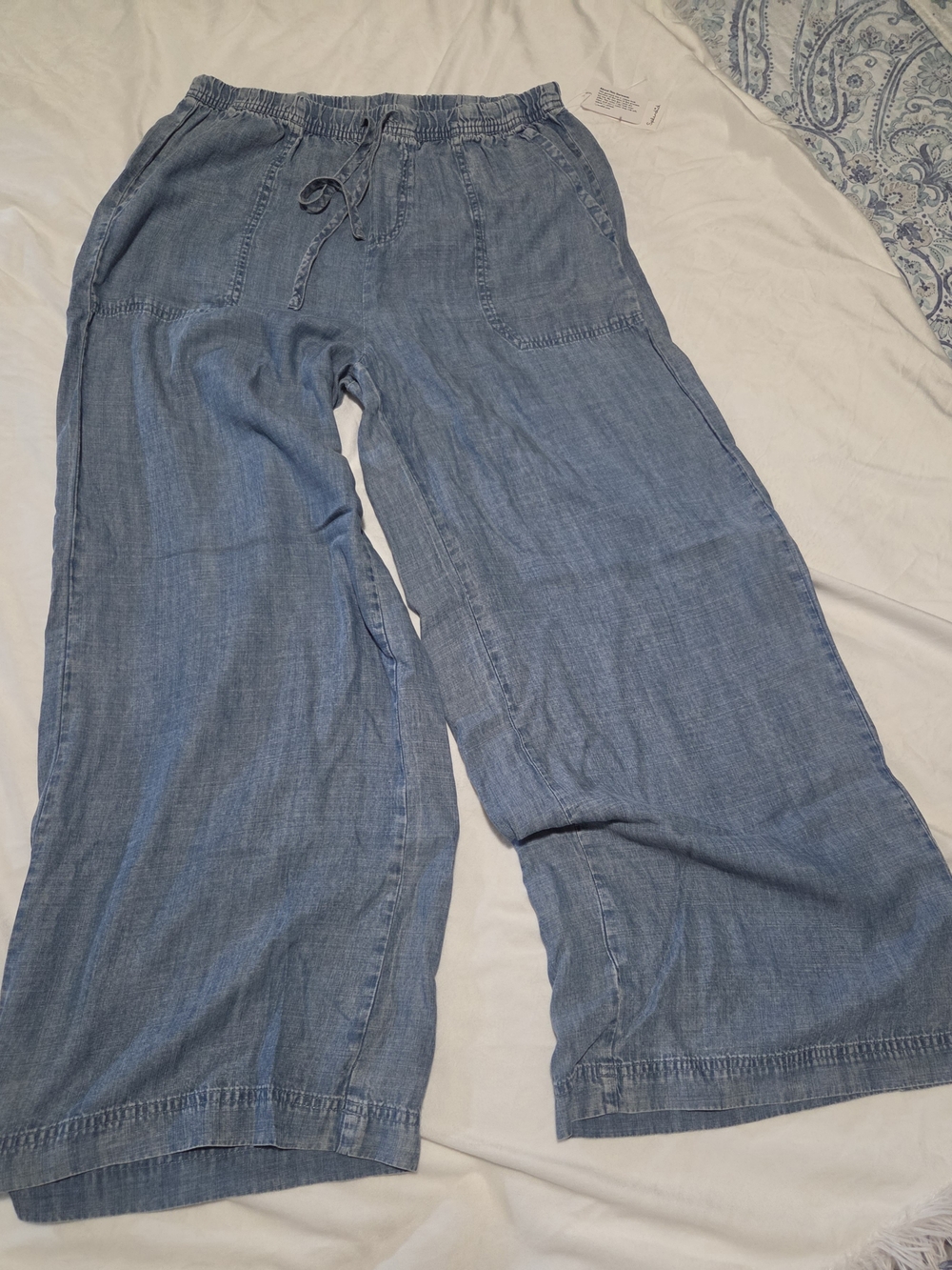 Splendid Denim Culotte Pants Wide Leg Denim Pants in Blue Size Medium